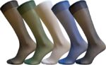 Uaussi 5 Pairs Mens Silk Sheer Socks OTC Ultra Thin Nylon Dress Sock Daily Casual Stockings Work Business Sox