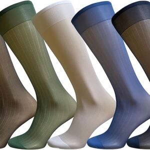 Uaussi 5 Pairs Mens Silk Sheer Socks OTC Ultra Thin Nylon Dress Sock Daily Casual Stockings Work Business Sox