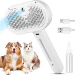 3 in 1 Cat Steam Brush, Pet Steam Brush for Cat Dog Long Short Haired, Pet Spray Hair Removal Comb for Small Animals Shedding & Grooming, Water Mist Spray Brushes with Release Button(White)