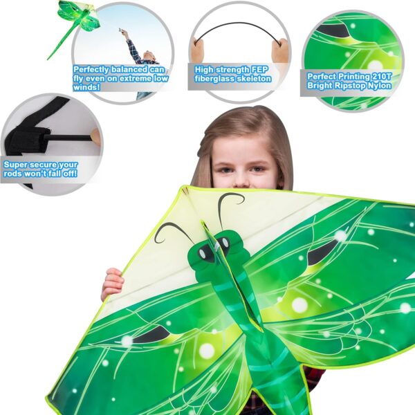 3 Pack Large Kites - Butterfly Delta Dragonfly Kites Easy to Fly for Adults Kids Beach Park Outdoor Game Activities, Gifts for Easter and Festival