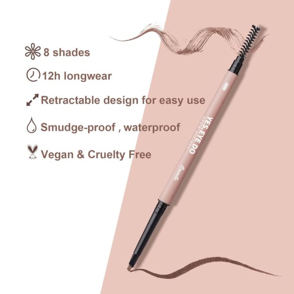 Black Eyebrow Pencil, Soft Black Eyebrow Pen with Hair Like Stroke, Ultra Slim Eye Brow Pencil for Natural-Looking Brows,Waterproof, Black YES.EYE DO