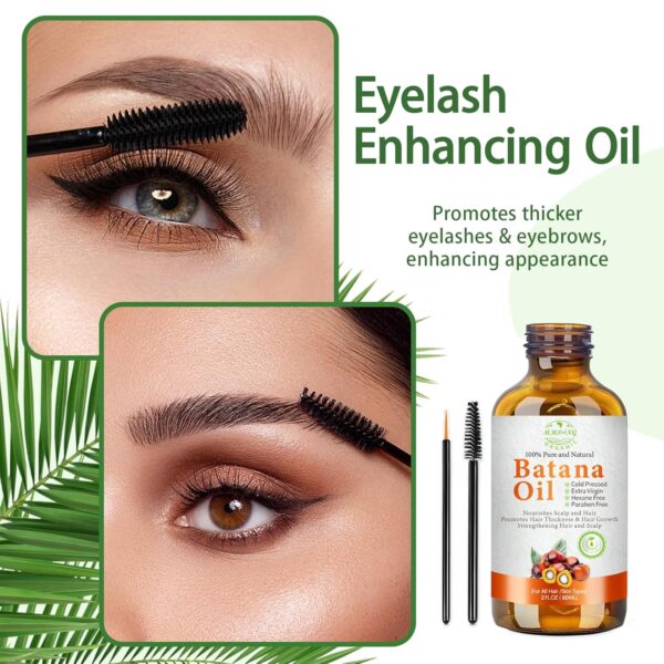 Batana Oil for Hair Growth Organic Raw Batana Hair Oil Natural Cold Pressed Pure Glass Bottle Oils to Thicken Brows, Repair Hair & Scalp, Fights Frizz, All Hair Types (2 fl oz) by MMPANG