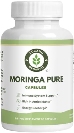Moringa Powder Capsules - 800mg of Pure Nutrient-Rich Moringa Powder - A Natural Green Antioxidant Superfood - Rich in Essential Vitamins & Amino Acids for Overall Wellness