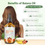 Batana Oil for Hair Growth Organic Raw Batana Hair Oil Natural Cold Pressed Pure Glass Bottle Oils to Thicken Brows, Repair Hair & Scalp, Fights Frizz, All Hair Types (2 fl oz) by MMPANG