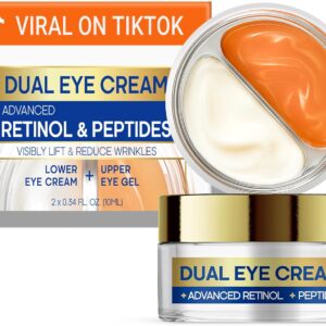 SKIN ULTIMA Dual Eye Cream with Advanced Retinol, Peptides, Caffeine for Puffy Eyes and Dark Circles, Wrinkles, Anti Aging, Under Eye Bags Treatment, Instant Tightener, Fragrance Free, 0.68 OZ
