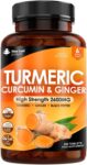 Turmeric Tablets - High Strength Extract with Black Pepper & Ginger (365 Tablets) Active 95% Turmeric Curcumin Supplements, Vegan, GMP, GMO Free Gluten Free, UK Made by New Leaf