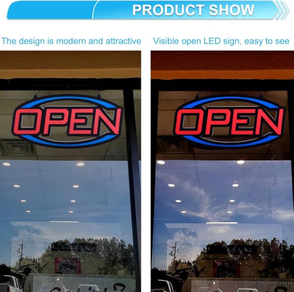 32" x 16" Ultra Bright LED Open Sign – Extra Large Neon Look Lighted Sign with Remote Control – 5 Flash Modes – Easy to Hang Indoor Sign for Shops, Bars, and Restaurants