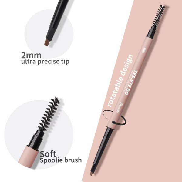 Eyebrow Pencil Dark Brown, Retractable Precision Eyebrow Filler Pen with Brush, Waterproof Long-lasting Double Side Micro Brow Pen, Create Natural & Bushy Brow Lamination, Chocolate, YES.EYE DO