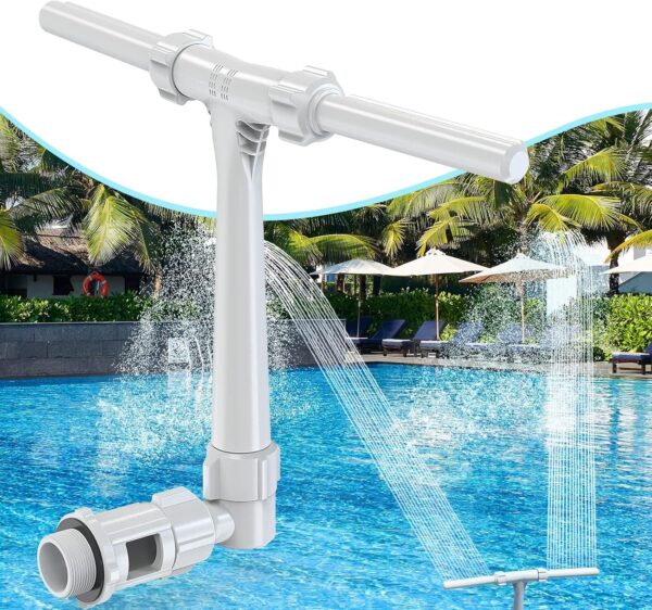 [Patent Pending] 2025 Upgrade Pool Fountain - Dual Spray Water Fountains for Above Ground/Inground Pools, 2-in-1 Adjustable Waterfall Pool Sprinkler Fountain