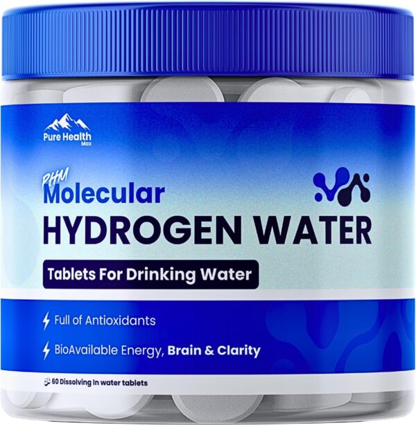 PHM Hydrogen Water Tablets for Drinking Water - H2 Molecular Tabs | Magnesium Pills, Electrolytes Hydration Supplement to Support Healthy Aging & Energy Boost | 90 Tablets, 3 Months Supply