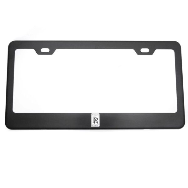 For Rolls Royce License Plate Frame Matte Black w/Chrome Logo Engraved Stainless
