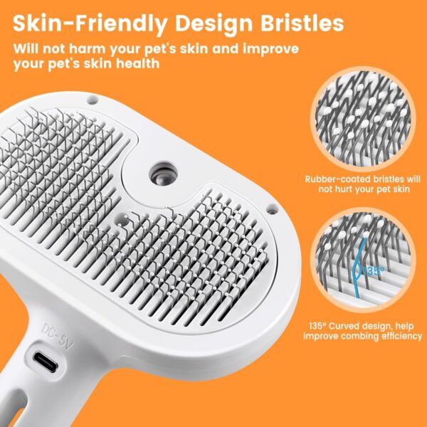3 in 1 Cat Steam Brush, Pet Steam Brush for Cat Dog Long Short Haired, Pet Spray Hair Removal Comb for Small Animals Shedding & Grooming, Water Mist Spray Brushes with Release Button(White)