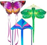 3 Pack Large Kites - Butterfly Delta Dragonfly Kites Easy to Fly for Adults Kids Beach Park Outdoor Game Activities, Gifts for Easter and Festival