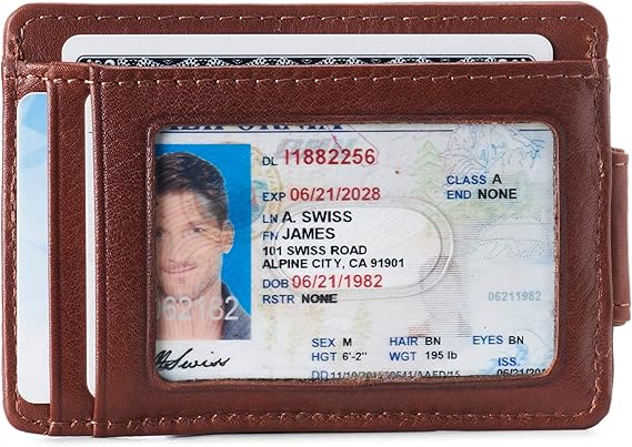Alpine Swiss Harper Mens RFID Slim Money Clip Front Pocket Wallet Minimalist Leather ID Card Holder