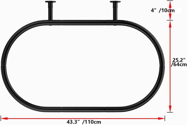 Aluminum Alloy Oval Shower Curtain Rod Hoop Square Shape Bathroom Rod for Clawfoot Tub Free Standing Tubs (Black)