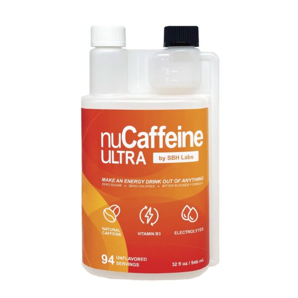 nuCaffeine Ultra | 94 Servings | Caffeine from Coffee Beans + Vitamin B3 + Electrolytes | Includes Handy to-go Tube | Transform Any Drink into an Energy Drink! | No Carbs, No Sugars, No Calories
