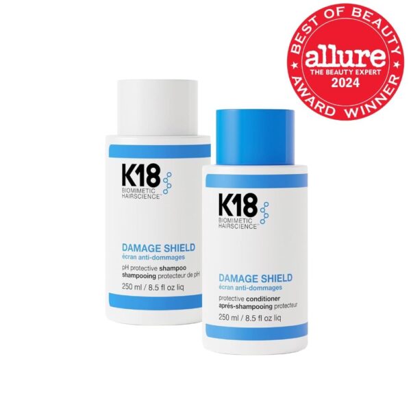 K18 Damage Shield Shampoo & Conditioner, Smoothing & Protective from Environmental Stressors, Maintains Hair Health, 8.5 Fl Oz x2