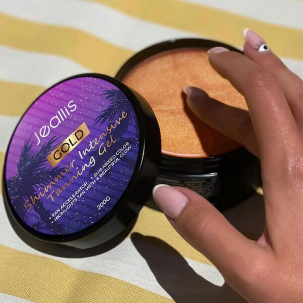 Jeallis Extreme Dark Intensive Tanning Luxe Gel, Tan Enhancer Carrot Gold Shimmer Tanning Gel For Outdoor Sun, Tanning Butter With Dark Carrot Sun Tanning Oil For Natural Faster Darker Tan Spf0 200ml