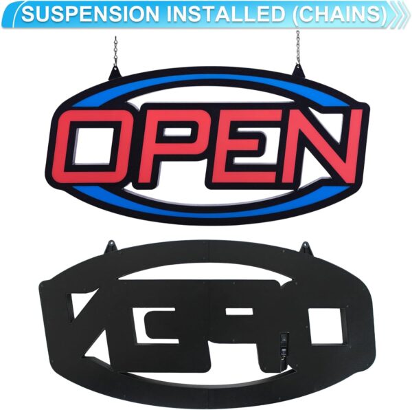 32" x 16" Ultra Bright LED Open Sign – Extra Large Neon Look Lighted Sign with Remote Control – 5 Flash Modes – Easy to Hang Indoor Sign for Shops, Bars, and Restaurants