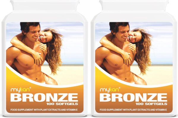 Bronze Tanning Pills Twin Pack | Sun Tan Supplement | Astaxanthin Lutein Lycopene | 14-Week Season Supply