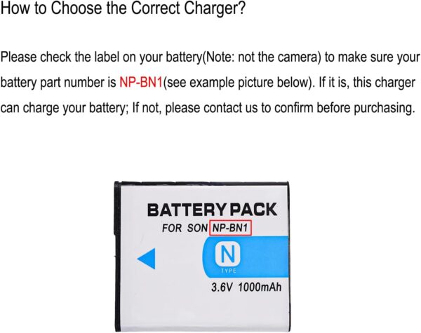 Battery Charger for Sony NP-BN1, NPBN1, Type N Battery, BC-CSN, BC-CSNB Charger, Sony Cyber-Shot DSC-TX10, DSC-T110, DSC-T99, DSC-TX20, DSC-WX80, DSC-WX100 Cameras and More