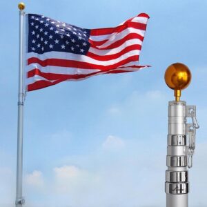 25Ft / 20Ft Telescopic 16 Gauge Aluminum Flag Pole with Solar Lights (25 Ft)