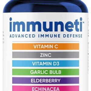 Immuneti - Advanced Immune Defense, 6-in-1 Powerful Blend of Vitamin C, Vitamin D3, Zinc, Elderberries, Garlic Bulb, Echinacea - Supports Overall Health, Provides Vital Nutrients & Antioxidants