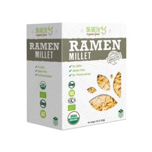 Big Green Organic Food- Organic Millet Ramen, Gluten-Free, Lectin-Free, Non-GMO, Vegan, Wheat and Rice Alternative (2.11 Ounce(Pack of 60))
