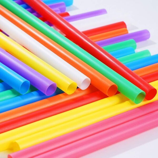 200 PCS Jumbo Smoothie Straws,Colorful Disposable Plastic Large Wide-mouthed Milkshake Straw (0.43" Diameter and 8.2" long) 8 colors mixed
