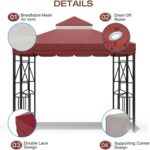 10x10 Canopy Replacement Top Double Tiered Gazebo Cover for Yard, Patio & Garden Durable Sunshade Replacement (Red with lace)