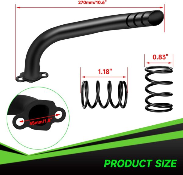 212cc Exhaust Pipe Kit Compatible with Predator 212 196cc 224cc Coleman Mini Bike CT200U CT200U-EX BT200X KT196 Go Kart Baja Warrior GX160 GX200 OHV Clone Engine Parts w/Valve Springs (Black)