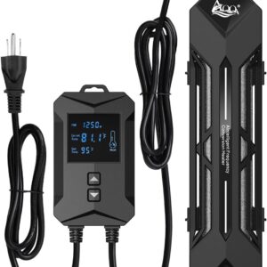 AQQA Aquarium Heater 800W/1000W/1200W/1400W Fish Tank Heater with LED Digital Display 110-120V Submersible No Pond Heaters with Overheat & Dry-Out Protection for Freshwater & Saltwater Tanks (1000W)