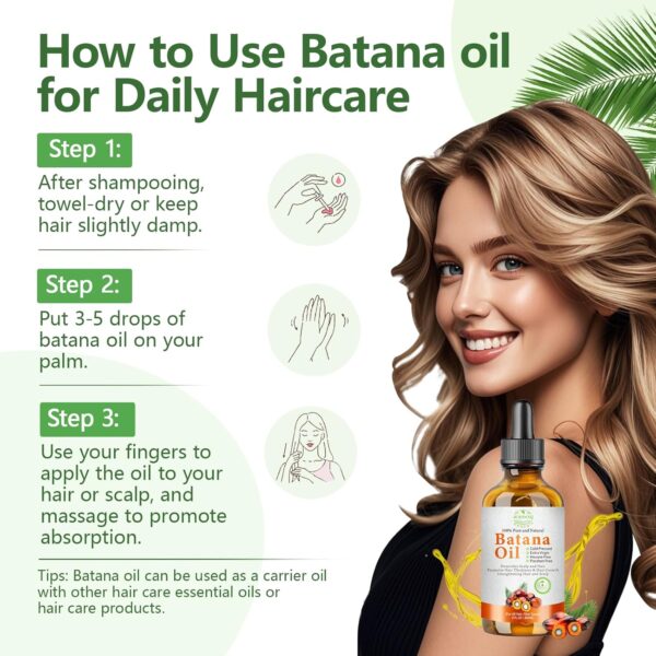 Batana Oil for Hair Growth Organic Raw Batana Hair Oil Natural Cold Pressed Pure Glass Bottle Oils to Thicken Brows, Repair Hair & Scalp, Fights Frizz, All Hair Types (2 fl oz) by MMPANG