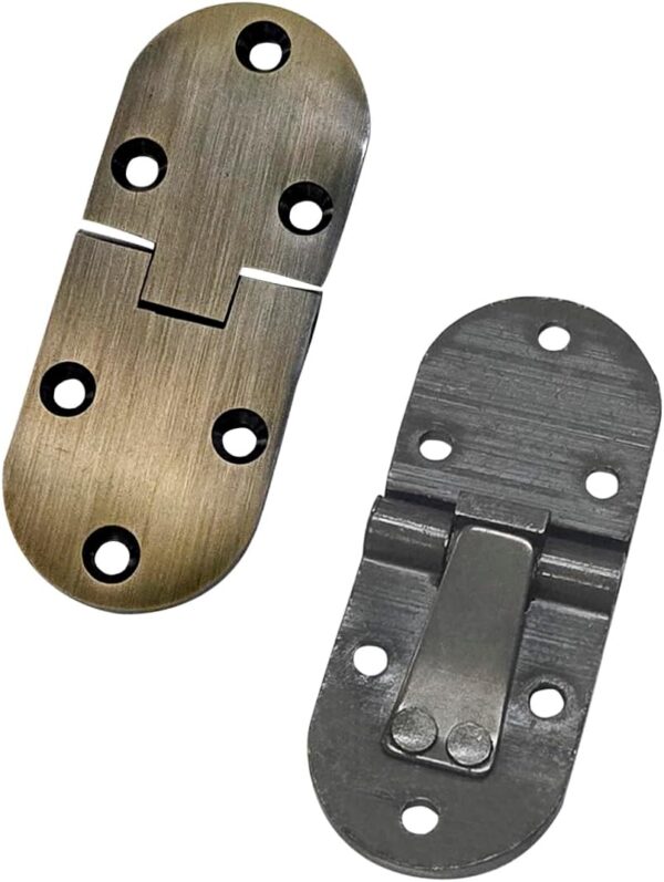 QCAA Solid Brass Butler Tray, Folding Table Hinge, 2-1/2" x 1" x 2.8 mm, Brushed Antique Brass, 2 Pack, Made in Taiwan