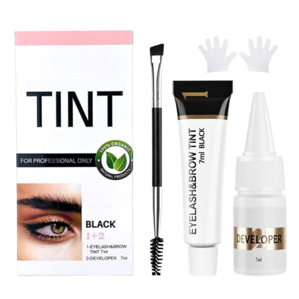 Lash Color Kit Eyelash and Eyebrow Color Set Black with Natural Effects Waterproof Brow Color with Gentle Ingredients Easy to Use for Salon & Home 7ml