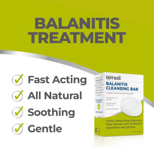 terrasil Balanitis Soap for Men, Care & Relief from Balanitis Symptoms: Itch, Redness. Natural, Dermatologist Tested & Hypoallergenic Approved (75gm)