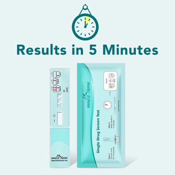 Easy@Home Marijuana Drug Test Kit for Urine - THC Tests for Home Use (10 Pack), Weed Detox Testing Kits with 50 ng/ml Cutoff Level, #EDTH-114