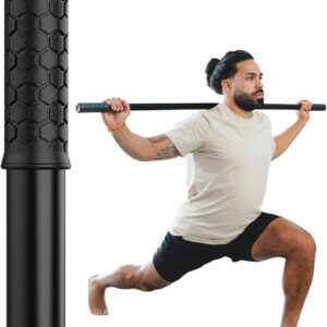 5ft Yoga Stick Made from Natural Bamboo - Stretching Stick for Mobility, Balance, Pilates & Physical Therapy - Exercise Stick with Non-Slip Ends - Includes 20+ Video Tutorials