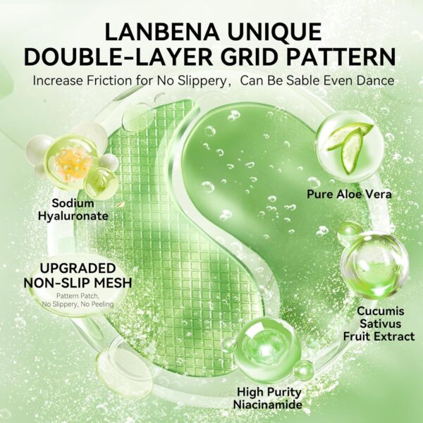 LANBENA Aloe Vera Under Eye Patches for Puffy Eyes and Dark Circles Collagen Eye Gels Mask - Skin Treatment Pads Hydration and Skin Elasticity-30 Pairs