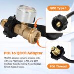 100 lb Propane Tank Gauge Adapter Converts POL LP Tank Valve to QCC1, Upgrade Propane Gauge for 100 lb Tank, POL to QCC1 Propane Tank Adapter for Heater, BBQ Gas Grill - Old to New Type,1 Pack