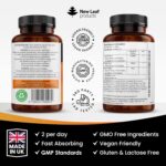 Turmeric Tablets - High Strength Extract with Black Pepper & Ginger (365 Tablets) Active 95% Turmeric Curcumin Supplements, Vegan, GMP, GMO Free Gluten Free, UK Made by New Leaf