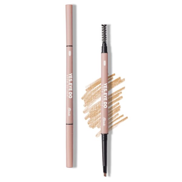 Blonde Eyebrow Pencil, Retractable Eyebrow Pen Blonde with Spoolie Brush for Filling and Shaping, Dual-ended Brow Microfilling Pen for Sparse Brows, YES.EYE DO
