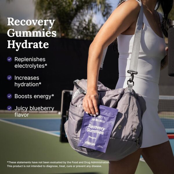 For Wellness Recovery Gummies Hydrate | Blueberry Electrolyte & Antioxidant Supplements for Hydration, Energy & Post-Workout Performance | Vegan, Non-GMO, 30 Count
