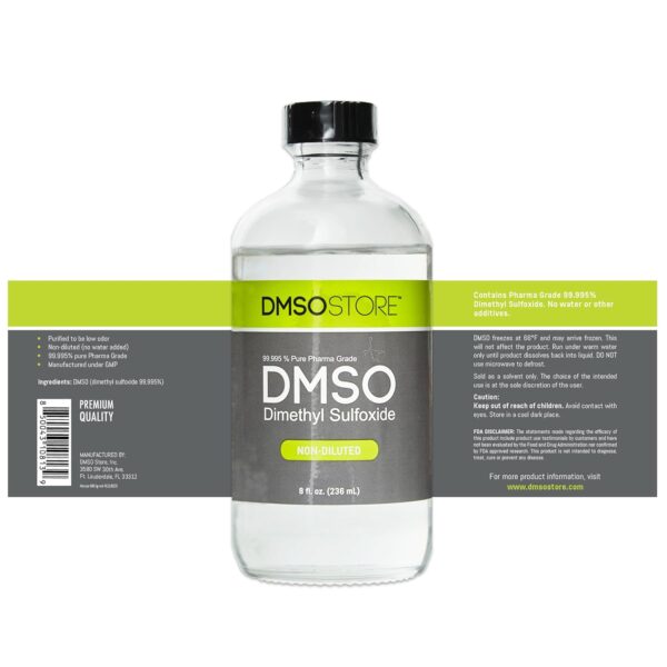 DMSO 8 oz. Glass Bottle Non-diluted 99.995% Pure Low Odor Pharma Grade Liquid Dimethyl Sulfoxide Super High Quality Made by DMSO Store