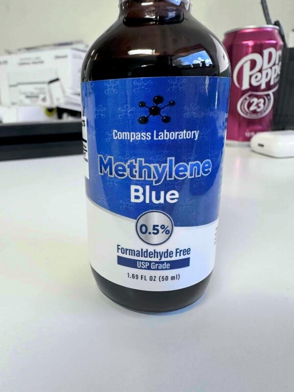 COMPASS LABORATORY Methylene Blue Pharmaceutical Grade, USP Grade, Third-Party Tested Dietary Supplement for Humans, No Formaldehyde, Made in USA (1% 50ml Bottle)