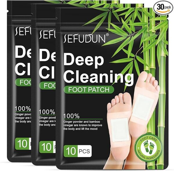 30PCS Deep Cleansing Foot Pads, Adhesive Sheets for Foot and Body Care Better, Natural Ginger Powder Bamboo Vinegar Foot Patches