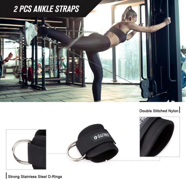 G4Free 9Pcs Barbell Pad Set for Squat, Hip Thrusts, Lunges, Leg day, Standard Olympic Bars with 2 Gym Ankle Safety Straps, 3 Hip Resistance Bands, 2 Lifting Strap, Barbell Pad, and Carry Bag