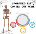12 ft Skeleton Replacement Accessories - Replacement Coated Guy Wire Cable, Upgrade Stainless Steel Wire Repair Parts for 12ft Giant-Sized Skeleton Part U
