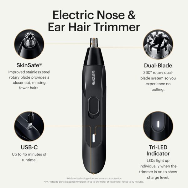 MANSCAPED® The Weed Whacker® 2.0 Electric Nose & Ear Hair Trimmer – 7,000 RPM Precision Tool with Rechargeable Battery, Wet/Dry, Easy to Clean, Improved Stainless Steel Replaceable Blade