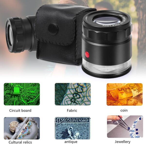 30X Loupe Magnifier, USB Rechargeable 8 Lights Portable Eye Loupe Sewing Magnifying Glass for Watches, Jewelry, Coins, Currency, Stamps